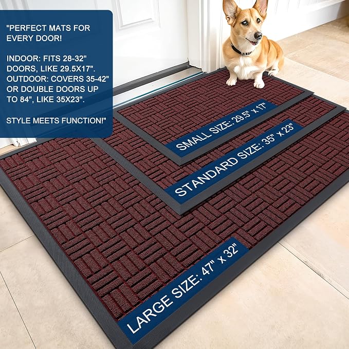 OLANLY Front Door Mat Outside Entrance 47x32, Heavy Duty Sturdy Natural Rubber - Image 2