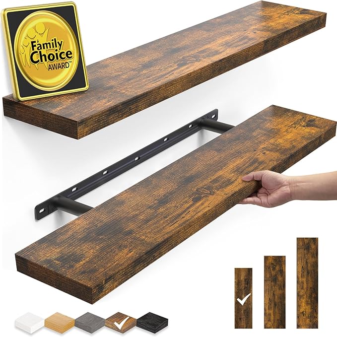 BAYKA Floating Shelves, 22.5 inches Rustic Wood Wall Shelves by Bayka