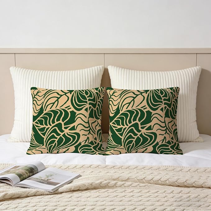 Tropical Green Plant Throw Pillow Covers 18x18 Inch Set of 2 Summer Sage Green - Image 5
