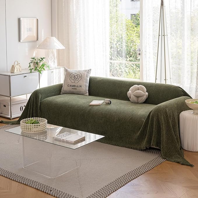 ROOMLIFE Green Sofa Cover, Vintage Boho Couch Cover - Image 8