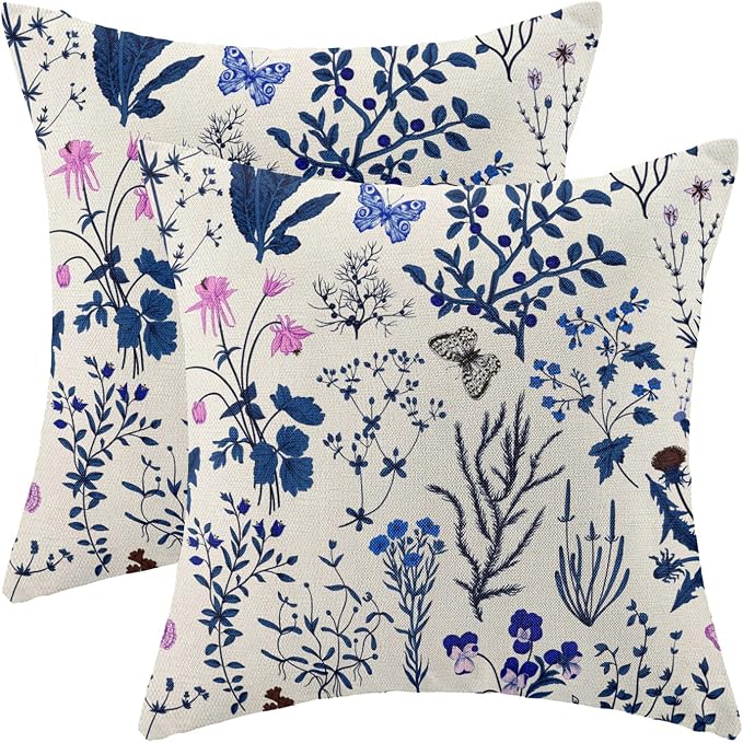 AEIOAE Summer Pillow Covers 18x18 Inch Set of 2, Seasonal Floral Outdoor by AEIOAE