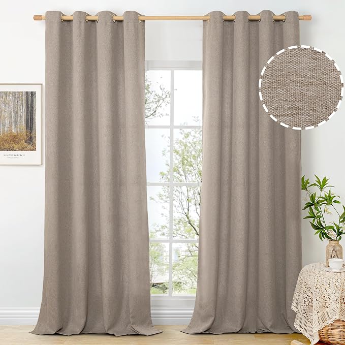 BGment Taupe Faux Linen Curtains by BGment