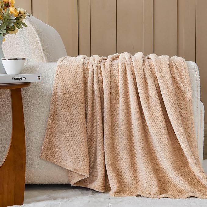 NEWCOSPLAY Super Soft Throw Blanket Brown Premium Silky Flannel Fleece Leaves - Image 3