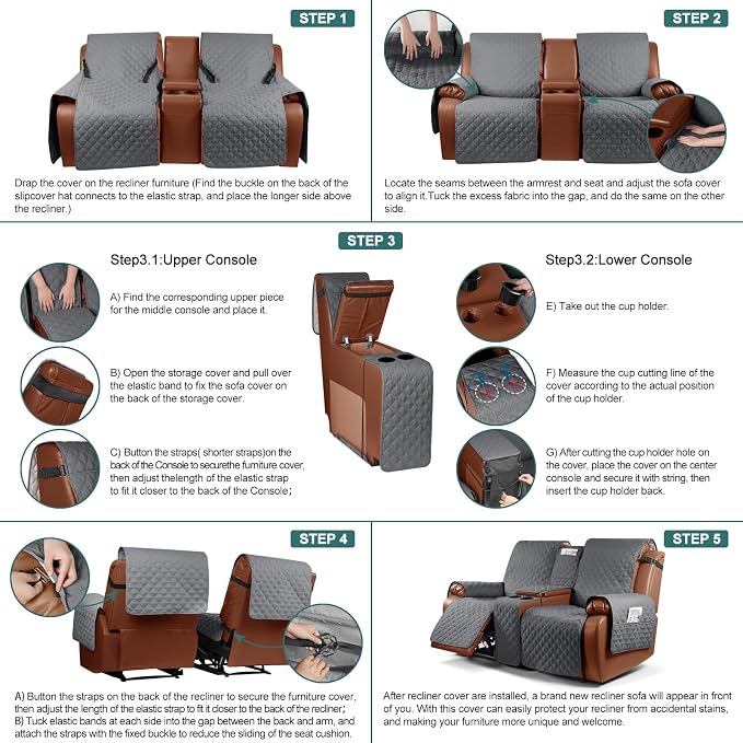 Ruaozz Waterproof Loveseat Recliner Cover - Image 7
