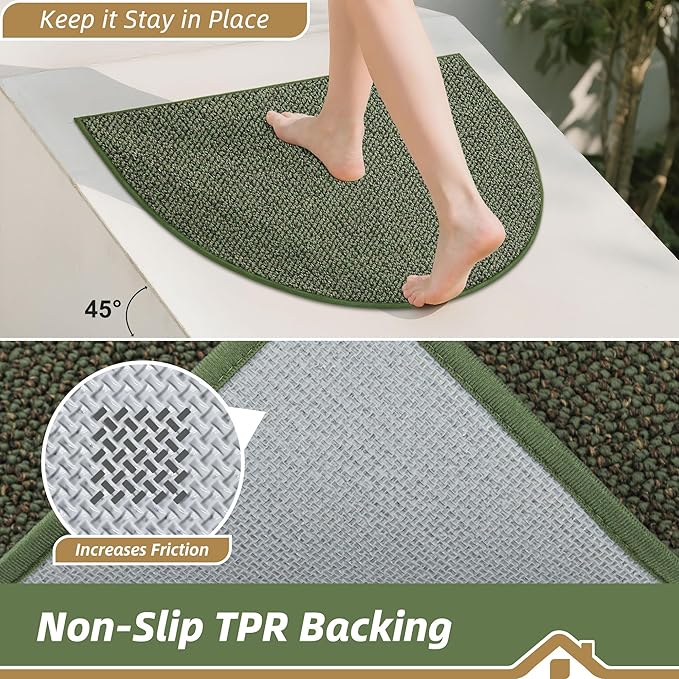 BEQHAUSE Dirt Trapper Door Mat 17" x 30" Half Circle Non Slip Washable Doormats - Image 4