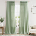 Mist Sage Linen Curtains 90 Inch Long 2 Panels Set by Nanspring