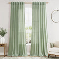 Extra Long Mist Sage Linen Curtains 120 Inch by Nanspring