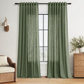 Nanspring Forest Green Linen Curtains 96 Inches Long by Nanspring