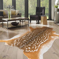 Deer Print Faux Cowhide Rug: Large Washable Fake Cow Hide Carpet Rustic Animal by WMTNVMTER