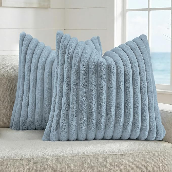 FUTEI Dusty Blue Decorative Throw Pillow Covers Set of 2, 20x20 Inch Soft by FUTEI