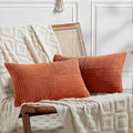 Fancy Homi Set of 2 Burnt Orange Lumbar Decorative Throw Pillow Covers 12x20 by Fancy+Homi