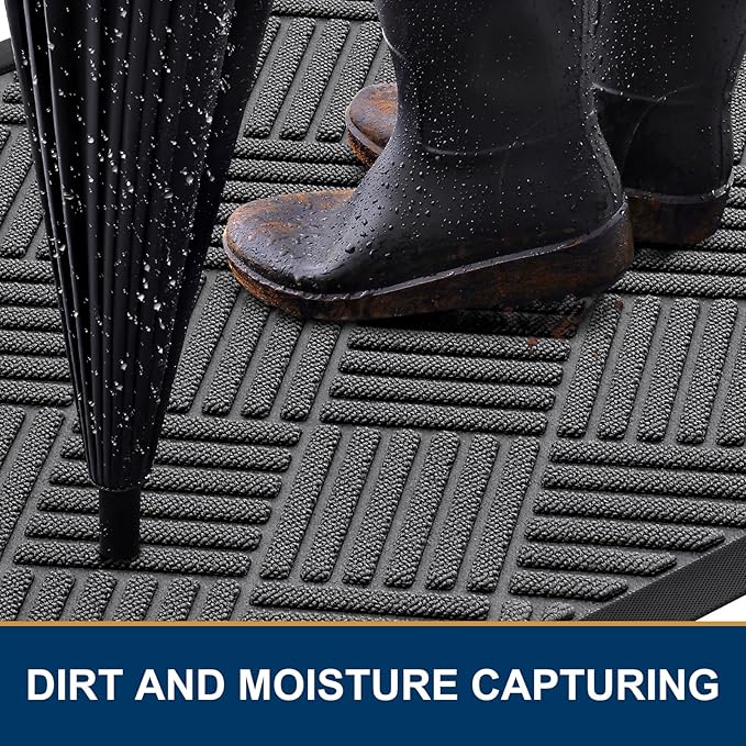 Smiry Front Door Mat Outside Entrance, Heavy Duty Outdoor Indoor Natural Rubber - Image 4