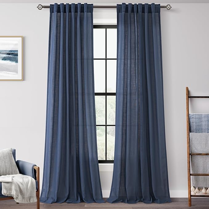 Navy Blue Curtains 108 inch Length by Jolilight