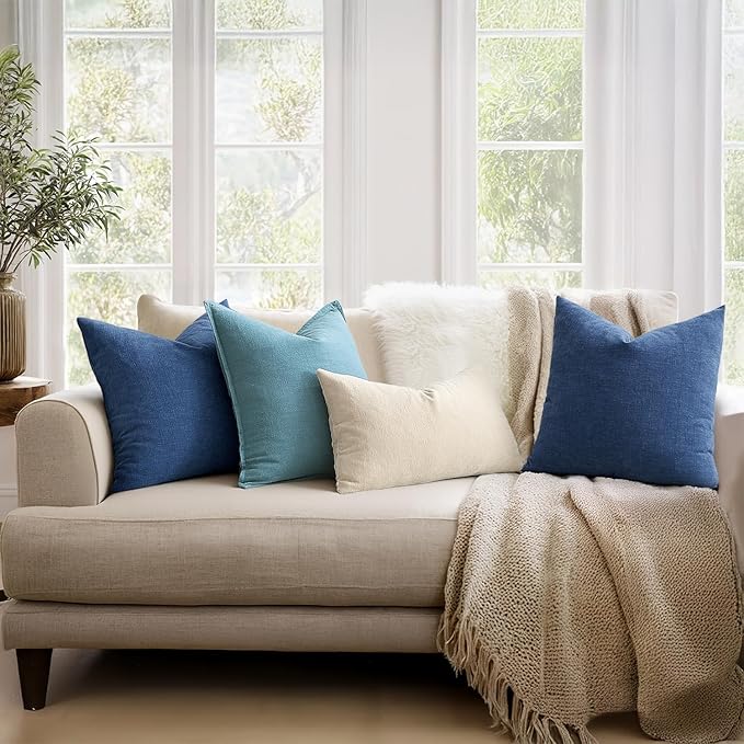 MIULEE Navy Blue Couch Pillow Covers 22x22 Inch - Image 3