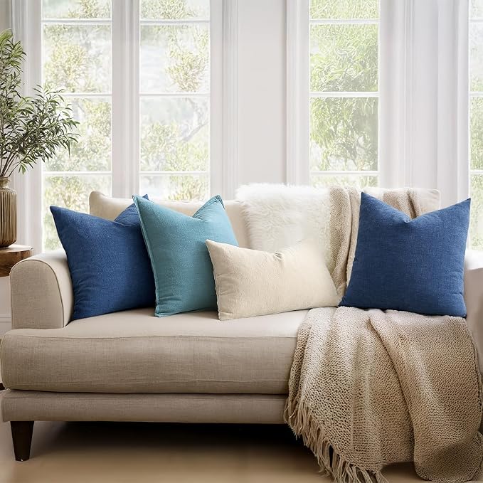 MIULEE Navy Blue Couch Pillow Covers 16x16 Inch - Image 3