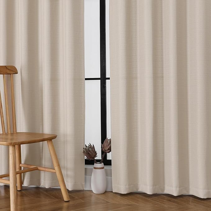 Chyhomenyc Linen Curtains 78 Inch Length 2 Panels Set, Faux Linen Textured - Image 7