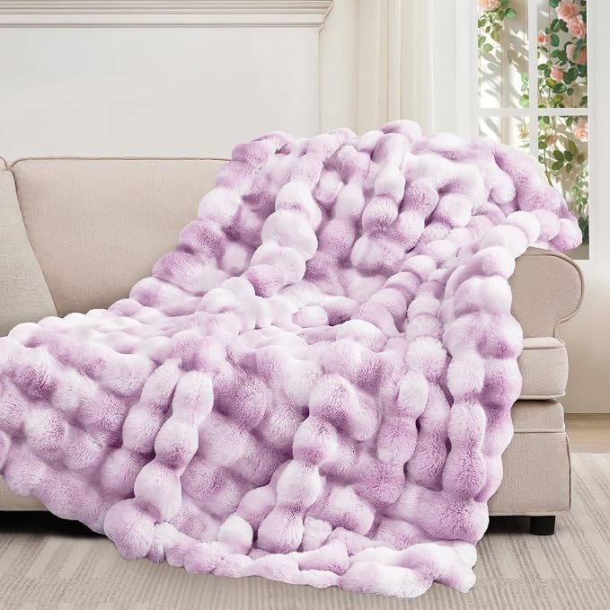 Touchat Luxury 1000GSM Faux Rabbit Fur Throw Blanket - Image 3