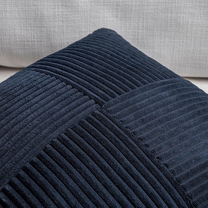 Fancy Homi 2 Packs Navy Blue Lumbar Decorative Throw Pillow Covers 16x28 Inch - Image 3