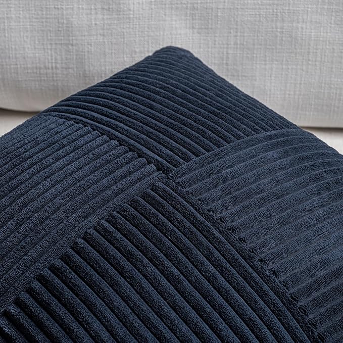 Fancy Homi 2 Packs Navy Blue Lumbar Decorative Throw Pillow Covers 20x28 Inch - Image 3