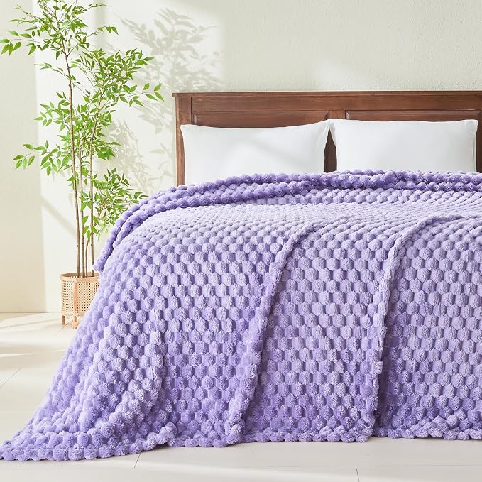 NEWCOSPLAY Super Soft Queen Blanket Lavender Premium Silky Flannel Fleece 3D - Image 2