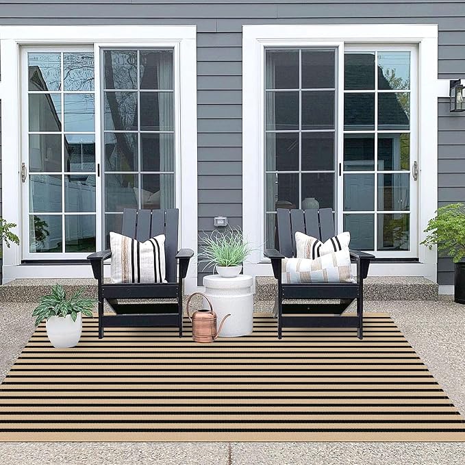 IOHOUZE Striped Area Rug 4'x6' Front Door Rugs Washable Area Rug - Image 4