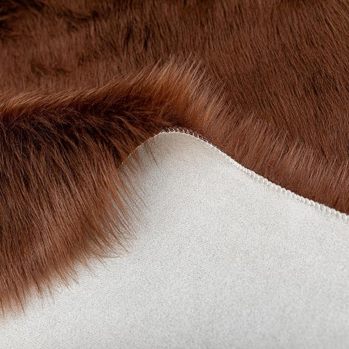 Brown Bear Rug Faux Cowhide Rug Animal Print Area Rug Faux Sheepskin Fur Carpet - Image 7