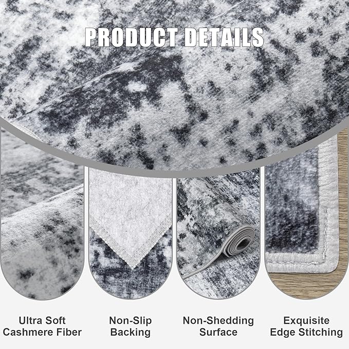 9x12 Area Rug Living Room Rug: Washable Modern Abstract Soft Thin Rug Indoor - Image 7