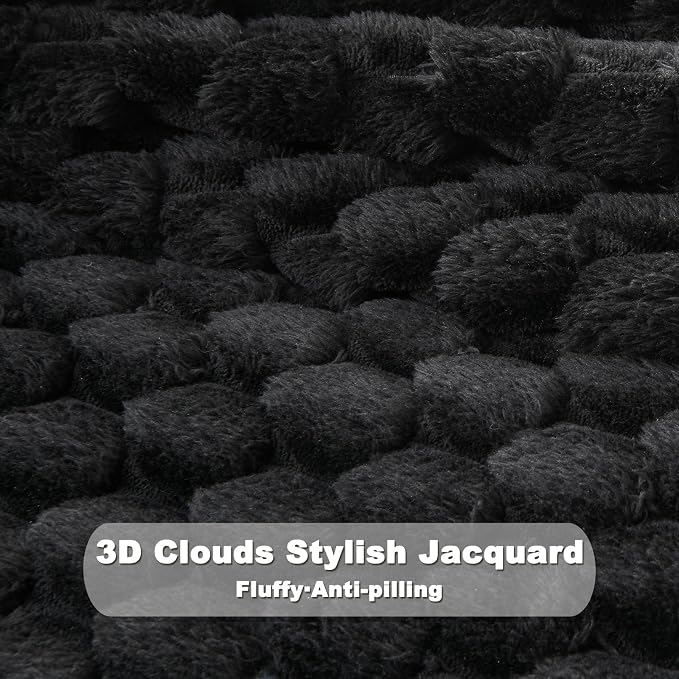 NEWCOSPLAY Super Soft King Blanket Black Premium Silky Flannel Fleece 3D Clouds - Image 5