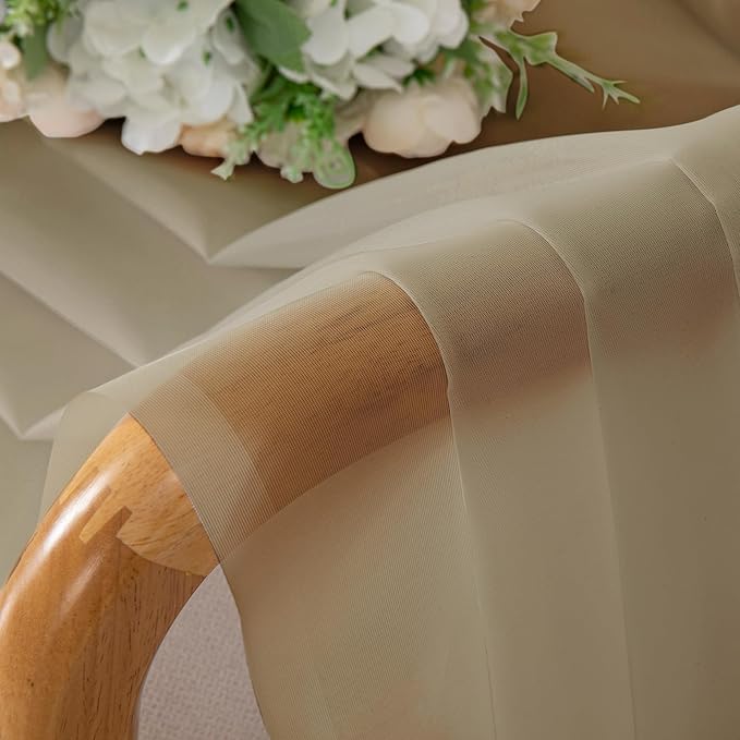 OVZME Taupe Sheer Curtains 54 Inches Long 2 Panels - Image 5