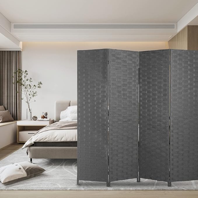 Room Divider Wood Screen Wood Mesh Woven Design Room Screen Divider Folding - Image 2