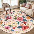 RELEANY Floral Nursery 8ft Area Rugs Washable Print Boho Cute Carpet Non Slip by RELEANY