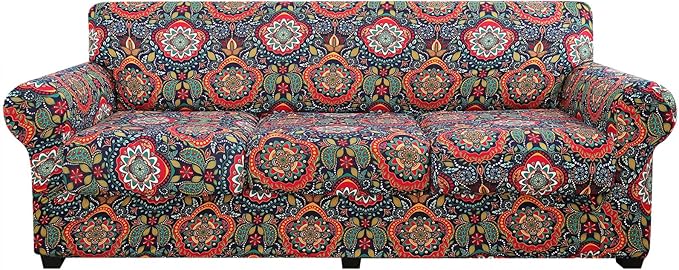 hyha Couch Cover, Floral Pattern, 4 Pieces, Sofa Slipcovers, by hyha