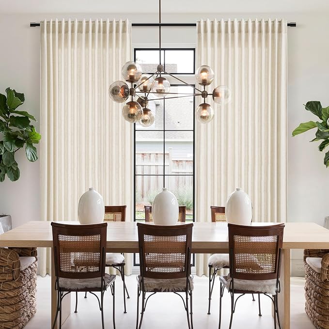 Nanspring Warm Beige Linen Curtains 84 Inch Length 2 Panels Set - Image 7