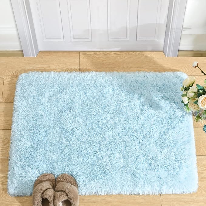 Merelax Fluffy Rug Shaggy Area Rug, Baby Blue 2x3 Small Rugs - Image 7
