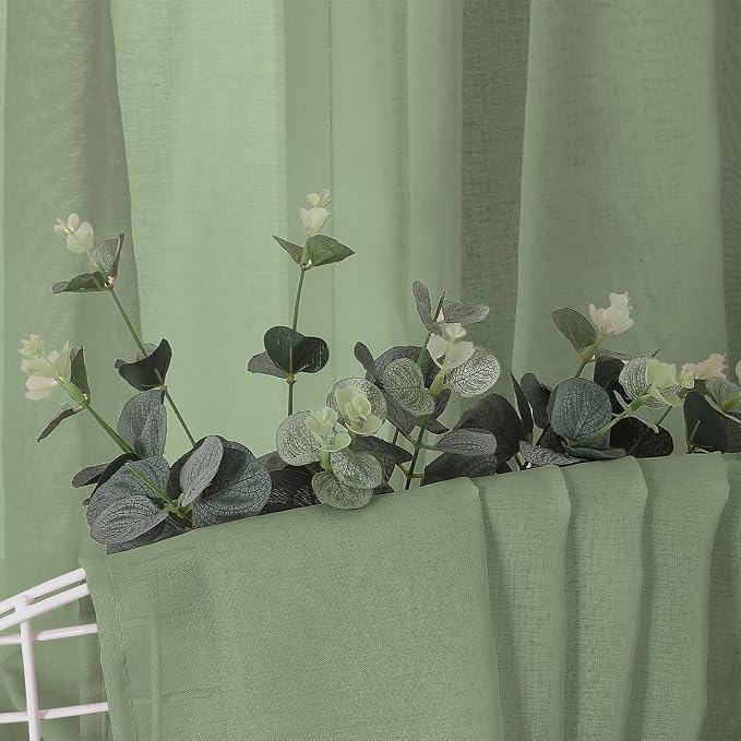 Tollpiz Sheer Curtains Linen Textured Living Room Curtain Sheers Light - Image 6