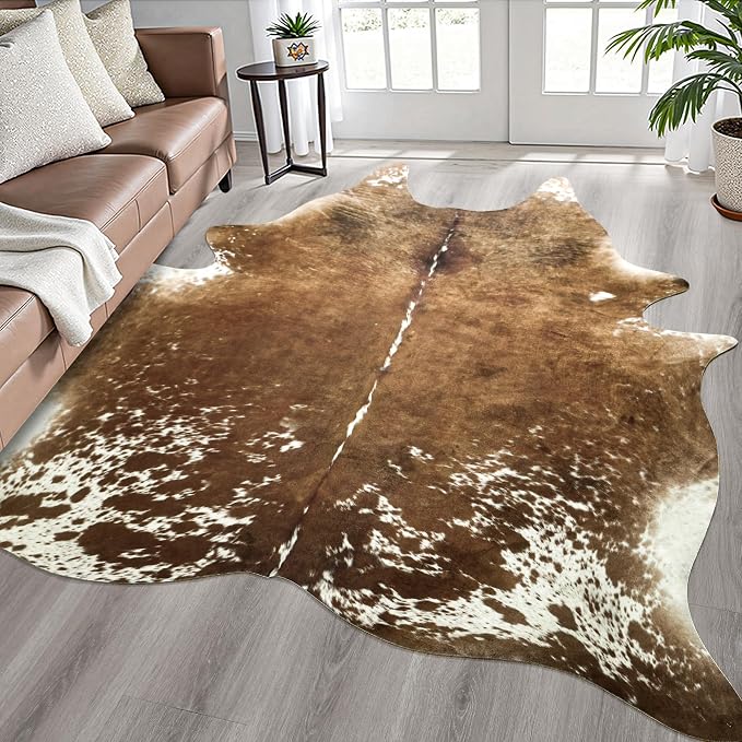 Easycozy Faux Cowhide Cow Print Rug: 6.2 x 7 Western Decor Faux Cowhide - Image 4