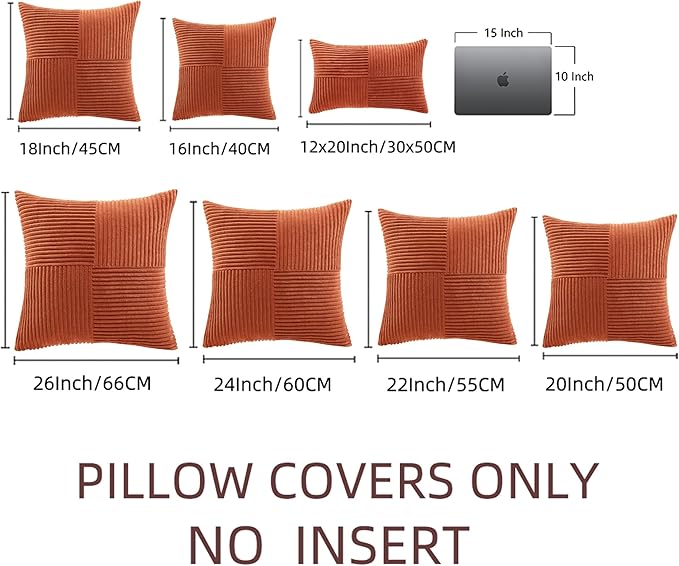 Fancy Homi Set of 2 Burnt Orange Decorative Throw Pillow Covers 20x20 Inch - Image 7