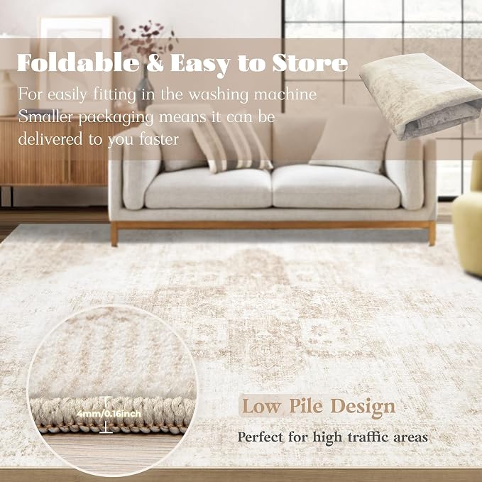 Runner Rug 2x6 Washable Rug, Vintage Boho Medallion Hallway Runner Non-Slip - Image 6