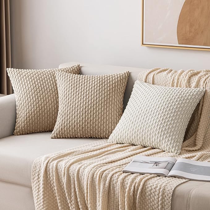 MIULEE Pack of 2 Decorative Throw Pillow Covers 16x16 Inch Soft Boho Striped - Image 4