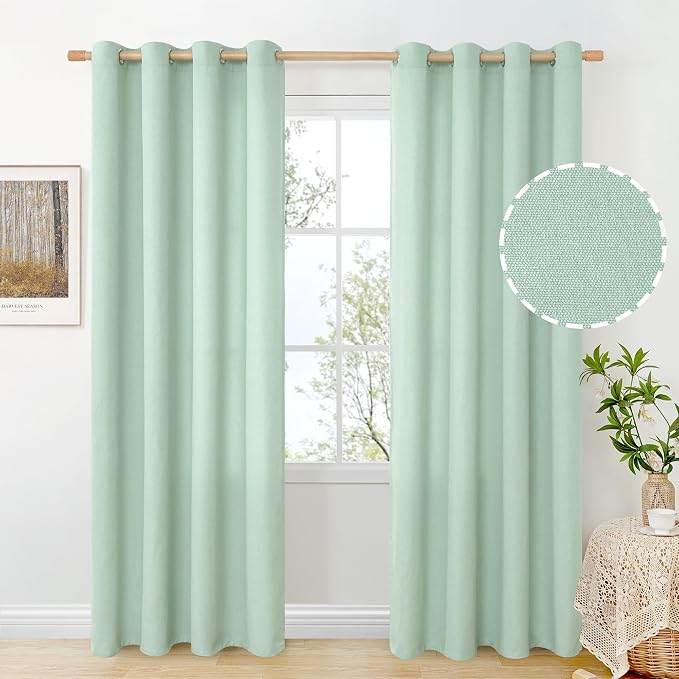 BGment Light Green Linen Curtains 84 Inches Long by BGment