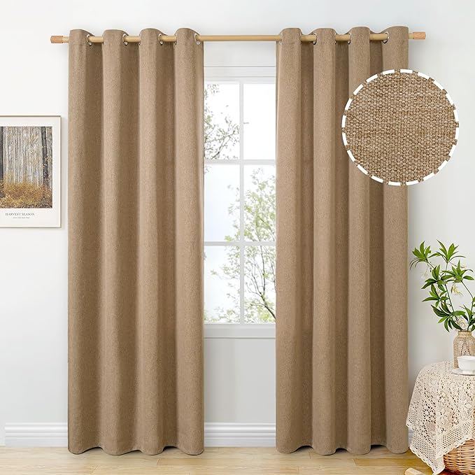 BGment Burlap Tan Linen Curtains by BGment