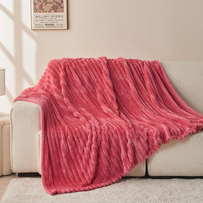 NEWCOSPLAY Super Soft Twin Blanket Coral Pink Premium Silky Flannel Fleece 3D - Image 8