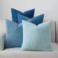 Volcanics Set of 4 Light Blue Corduroy Decorative Couch Throw Pillow Covers by Volcanics