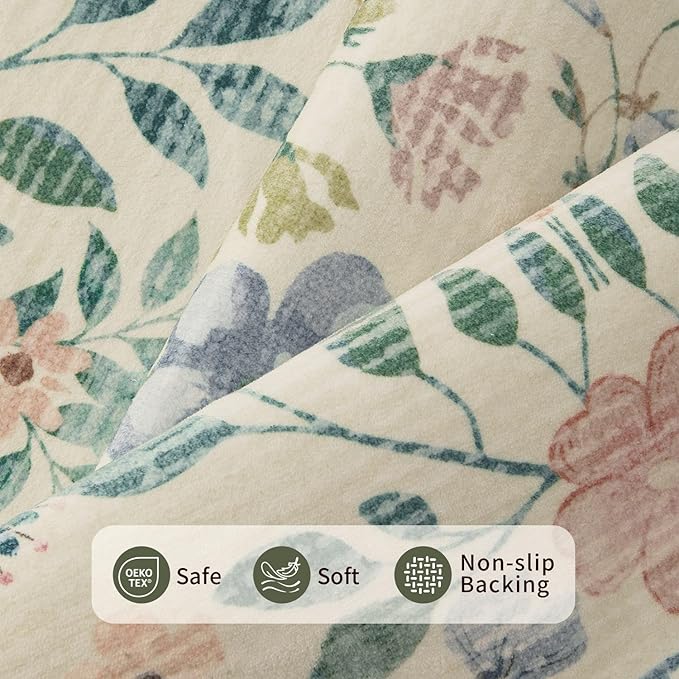 Rugxara 2x6 Floral Runner Rug, Washable Runners - Image 4