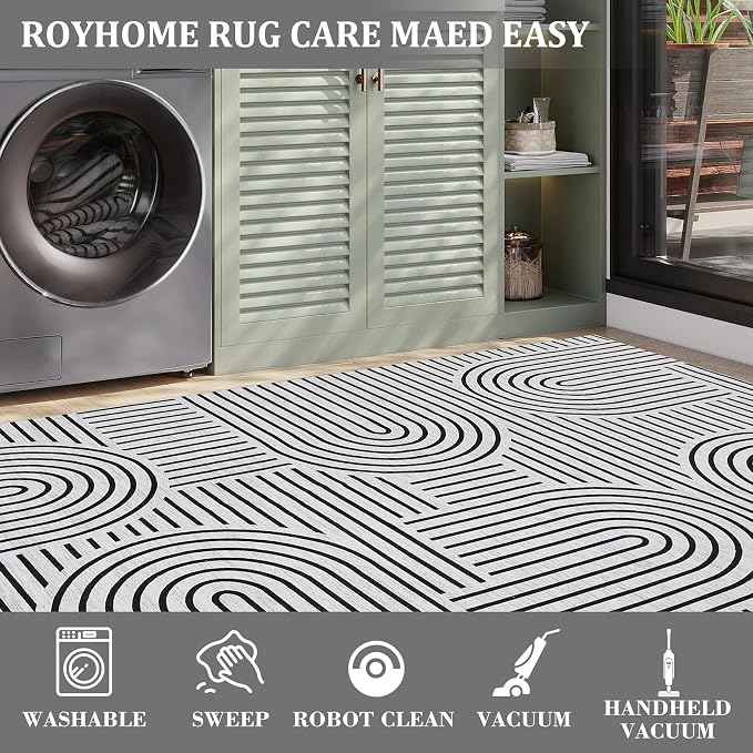 Washable Rug 4ft Area Rugs for Living Room, Abstract Rug for Bedroom, Soft - Image 6