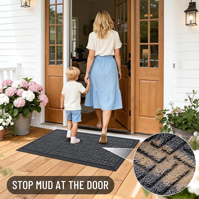 OLANLY Front Door Mat Outside Entrance 59x23, Heavy Duty Sturdy Natural Rubber - Image 6