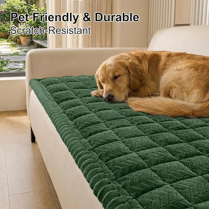 Smiry Non Slip Couch Covers for Dogs, Fuzzy Pet Couch Covers for 3 Cushion Sofa - Image 2
