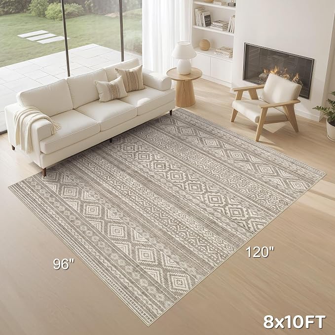 cotiled 8x10 Area Rug Living Room: Washable Boho Rugs - Image 9