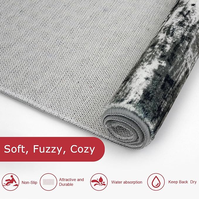 KOZYFLY Modern Abstract Washable Rug Runner 2.6x12 Hallway Rug Runner Non-Slip - Image 6