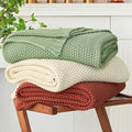 Longhui bedding Chunky Cable Knit Throw Blanket Lightweight Rust 100% Organic by LongHuiBedding
